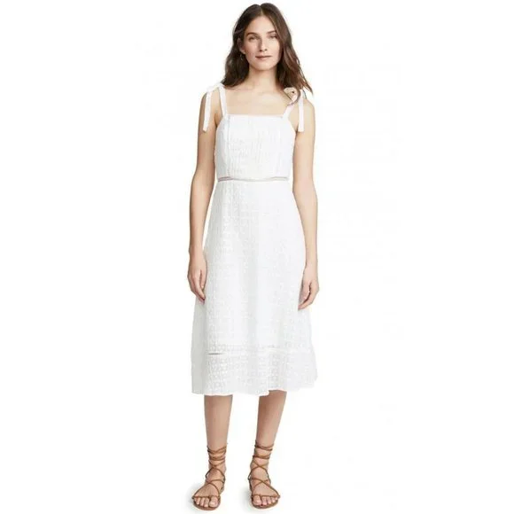 knee length dresses for ladies Tie Shoulder Lace Midi Dress – Charming Oaks main image 0